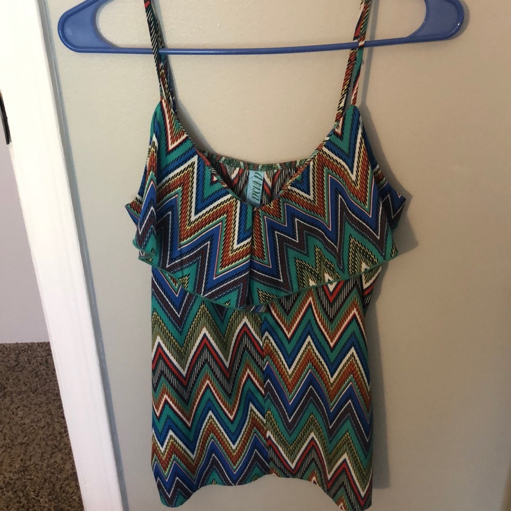 Chevron rainbow colored top